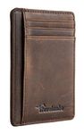 Travelambo Front Pocket Minimalist Leather Slim Wallet RFID Blocking Medium Size(Crazy Horse Coffee)