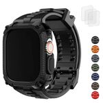 Fullmosa Watch Bands, Rugged iWatch Band Silicone with Screen Protector and Bumper Case for Men, Compatible with Apple Watch Series 6/5/4/SE 2nd Generation/SE (44mm, Black)