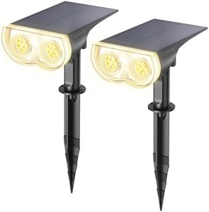 Linkind Solar Lights Outdoor Waterproof IP65, StarRay Dusk-to-Dawn Outdoor Solar Lights, 3 Lighting Modes Solar Spot Lights Outdoor for Garden, Yard, Landscape (Warm White, 2 Pack)
