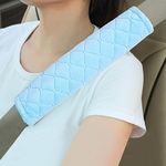 Amooca Soft Auto Seat Belt Cover Seatbelt Shoulder Pad Cushions 2 PCS for a More Comfortable Driving Universal Fit for All Cars and Backpack Light Blue