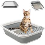 Cat Litter Box,Low Entry Kitty Litterboxes Portable Ltterbox Easy Clean Litter Pan Foldable Travel Cat Toilet Open Shallow for Small Cat and Sick Disabled Older Cats