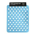 SUL Non Slip Bath Mat inside Bath Shower Mat, Latex Free Mildew Resistance Machine Washable Mat with Suction Cups and Drain Holes, Long Bath Shower Mats Ideal for Elderly (60 x 40 cm) (Blue)