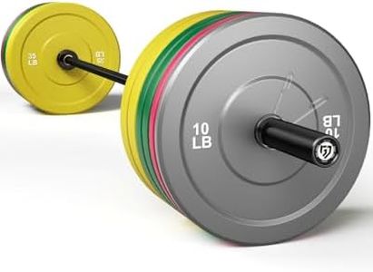 Goimu Barbell Weight Set, 7FT Olympic Barbell with Weight Plates (290LB Color), Fits 2-inch Standard Bumper Plates, 1500LB Capacity Knurled Grip Bar for Squats, Weightlifting, Bench Press, Deadlifts & Hip Thrusts, Black