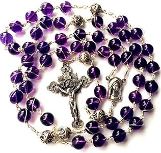 elegantmedical Sterling Silver Wire Wrap Amethyst Prayer Beads Catholic Rosary necklace Gift box