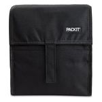 Packit Freezable and Foldable Lunch Food Cooling Bag with Gel Lining and Zip Opening, Fabric, Black