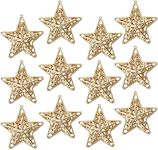 3D Gold Star Christmas Tree Ornaments (4 x 1.5 x 4 Inches, 12 Pack)