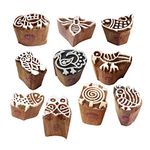 Royal Kraft Mehendi Wooden Blocks Rural Small Animal Bird Design Printing Stamps -Set of 10