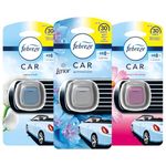 Febreze Car Vent Clip Air Freshener 3 Count | Blossom & Breeze, Cotton Fresh & April Fresh | Up to 30 Days Fights Odours & Freshens