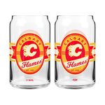 NHL Calgary Flames Nostalgia Label Glass Can, 2-Pack