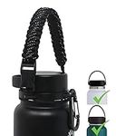 One MissionX Paracord Handle Compatible with Hydro Flask 2.0 Wide Mouth Water Bottle, Durable & Secure Accessories, Fits 12oz 16oz 20oz 32oz 40oz 64oz (HydroFlask 2.0 Wide Mouth Bottle, Black)