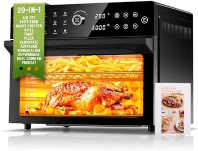 30L Heißluftfritteuse XXL Minibackofen mit LED-Touchscreen, Minibackofen mit Umluft mit 20 Programmen und Zwei Kochmodi, 1800W Heissluftfritteuse Air Fryer Oven ohne Öl, 8h Timer, Rezeptbuch,7 Anhänge