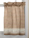 LORRAINE HOME FASHIONS, Toast Gingham Stitch Window Curtain Tier, 50" X 24"