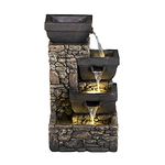 Litedeer Labyrinth 21-in Tabletop Water Fountain with LED Lights - Indoor Relaxation Waterfall Fountain, Small Cascading Water Feature for Home and Office Decor Free Standing Fountain