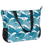 ESVAN LARGE BEACH BAG Water Resistant Lightweight 20 inch Women Oversize Tote Bag for Gym Beach Travel Pool Yoga Nurse, Wave, X-Large