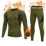 Boyzn Men's Thermal Underwear Set Microfiber Fleece Long Johns Winter Base Layer Top and Bottom Sport Suits Army Green-M