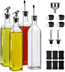 BAKHUK 4 Pack 17oz Olive Oil Dispenser Bottles, 500ml Clear Glass Vinegar Cruet with Pourers and Funnel for Kitchen