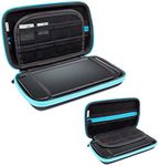 3DSXL Case, Orzly Carry Case for New 3DS XL or Original Nintendo 3DS XL - Protective Hard Shell Portable Travel Case Pouch for 3DS XL Consoles with Slots for Games & Zip Pocket - Blue on Black