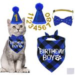 STMK Cat Birthday Party Supplies, Cat Birthday Hat with Cat Birthday Bandana Bow Tie Collar Birthday Number Cat Birthday Decorations for Cat Kitten Birthday Outfits