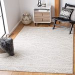 SAFAVIEH Tulum Collection Area Rug - 8' x 10', Ivory & Light Grey, Moroccan Boho Tribal Design, Non-Shedding & Easy Care, Ideal for High Traffic Areas in Living Room, Bedroom (TUL272G)