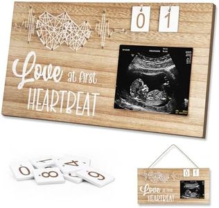 Glodecart Baby Sonogram Picture Frame with Countdown Weeks for Gender Reveal Gifts Decorations, Baby Countdown Sonogram Frame for Expecting Mother's Day Gift, Love At First Heartbeat Frame Ultrasound