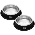 Pet Clean Dog Bowl, Stainless Steel Food And Water Feeding Bowl For Dogs And Cats, Medium Size-700Ml Each (Set Of 2, Black) - 20 X 20 X 4 Cm