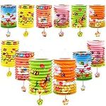 12 Pieces Chinese New Year Paper Lanterns Decorations Assorted Hanging Oriental Lanterns 6.5 Inch Paper Lantern Foldable Chinese Lanterns for Home Outdoor Party New Year Middle-Autumn Festival