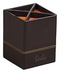 RHODIA 118816C - Black Pencil Holder - 8x8x11 cm - Orange Saddle Stitching - Faux Leather Exterior - Rhodiarama Home Office Collection - Office Organization & Design Storage