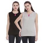 OCEAN RACE Women's Top (Pack of 2) (OCR-C-20102-3XL_Black & Grey_XXX-Large)