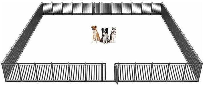 Petorldog Dog Playpen Dog Fence Outdoor for Yard 40" H with 48 Panels Sturdy Portable Puppy Playpen for Indoor Outdoor RV Camping Use - Black Silver
