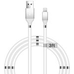 Aduro Magnetic Self Winding Fidget Lightning iPhone Charger Cable MFi Certified Charging Cable Cord for iPhone 11 Xs Max XR X 8 Plus 7 Plus 6S 6 Plus SE 2020 5S iPad Pro iPod Airpods 3 Foot (White)