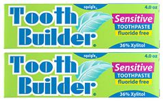 Squigle Tooth Builder Sensitive Toothpaste - 36% Natural Xylitol, SLS Free, Fluoride Free, Canker Sore Treatment. Prevents Bad Breath, Perioral Dermatitis, Chapped Lips. Soothes Dry Mouth - (2 Pack)