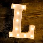 Foaky LED Letter Lights Sign 26 Alphabet Light Up Letters Sign for Night Light Wedding Birthday Party Battery Powered Christmas Lamp Home Bar Decoration (L)