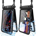 Tekcoo Double Space Detachable Waterproof Phone Case [2-Pack] IPX8 Pouch Lanyard Dry Bag for iPhone 14/13/12/11 Pro Max/Pro/Xr/Xs/SE, Galaxy S23/S22/S21/S20/Note 20/10/A14/A13/A54/A03S/A23 up to 7"