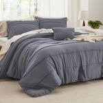 Bedsure Dark Grey Full Size Comforter Set - 4 Pieces Pinch Pleat Bed Set, Down Alternative Warm Bedding Sets for All Season, 1 Comforter, 2 Pillowcases, 1 Decorative Pillow