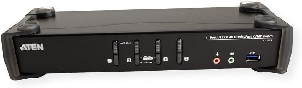 ATEN 4-Port USB 3.0 4K DisplayPort KVMP Switch – UHD 60Hz, MST, UK