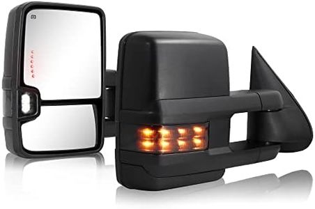 HF AUTOPARTS Compatible with 2003-2007 Chevy Towing Mirrors, Silverado Side Mirror, GMC Sierra Tow Mirrors, Pair Power Heated with Turn Signal Light Backup Lamp Extendable Pair Set