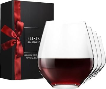 ELIXIR GLASSWARE Stemless Wine Glasses Set of 4-18 oz - Red Glass Set 4 - Premium Crystal Wine Glasses Stemless Set of 4 - Housewarming Gifts for Women and Men