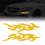 TOMALL 2 Pcs 40cm Flame Reflective Sticker for Car Flame Racing Sports Stripe Decal for Golf Cart Vinyl Waterproof Decal Decoration for Car Body Side Truck SUV Off-Road Vehicles Skateboard (Yellow)