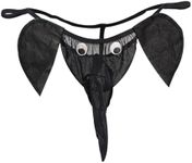 YEMYIQZ Men Thong Elephant Funny G-String Exotic Underwear T-Back Mesh Christmas Joke Gag Prank Gifts Valentines Day for Him, Black, One Size