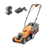 LawnMaster MX 24V 34cm Cordless Lawnmower Plus Spare Battery, MX 24V 4.0Ah Lithium Ion Battery and Fast Charger - With Rear Roller (34cm Mower)