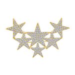 Bling Jewelry Large Big Statement Fashion Celestial Patriotic USA American Rock Star Sparkly Six Crystal Stars Scarf Brooch Pin for Women Teens Gold Plated