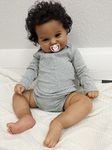 Wamdoll 24 Inches Lifelike African American Smiling Realistic Newborn Toddler Dolls Look Real, Dark Brown Skin Reborn Cuddly Baby Dolls Gift Set with Magnetic Pacifier, 1502NR-F