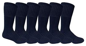 Yacht & Smith 6 Pairs Of Mens Military Grade Thick Padded Terry Lined Cotton Socks, Ribbed, Dry Wicking, Heavy Duty Crew Sock, 6 Pair Black, One Size