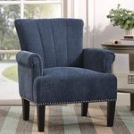 Merax Navy Modern Rivet Upholstered Accent Armchair Fabric Chair for Bedroom Living Room, Set of 1 (HH246)