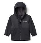 Columbia Boys' Big Rainy Trails Fleece Lined Jacket, Black/Black Slub, Large