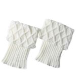 Boot Cuff Socks Winter Warm Crochet Knitted Short Leg Warmers Ankle Boot Cover (White)