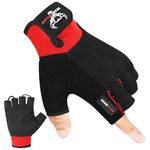 BEAST RAGE Gym Gloves Weight lifting Gloves Training Anti Slip Padded Palm Half Finger Powerlifting Workout Exercise Gloves for Men and Women (Red, L)