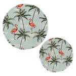 Palm Trees Pink Flamingo Kitchen Trivets Pot Holders Set of 2, Trivets for Hot Pots Dishes Woven Trivet Coaster Pad Mat for Counter