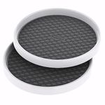 Pretireno Lazy Susan Turntable 2 Pack, Non-Skid Lazy Susan Organizer 10 Inch for Cabinet, Pantry, Kitchen, Countertop, Vanity Display Stand White/Gray