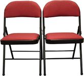Meta Steel Frame with Fabric Seat Padded Office Work Study Party Dining Folding Chair (2, Red)
